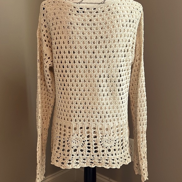 Crochet Open Stitch Knit Sweater - Picture 5 of 9